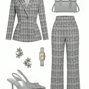 Off-White Gray Patterned Pantsuit
